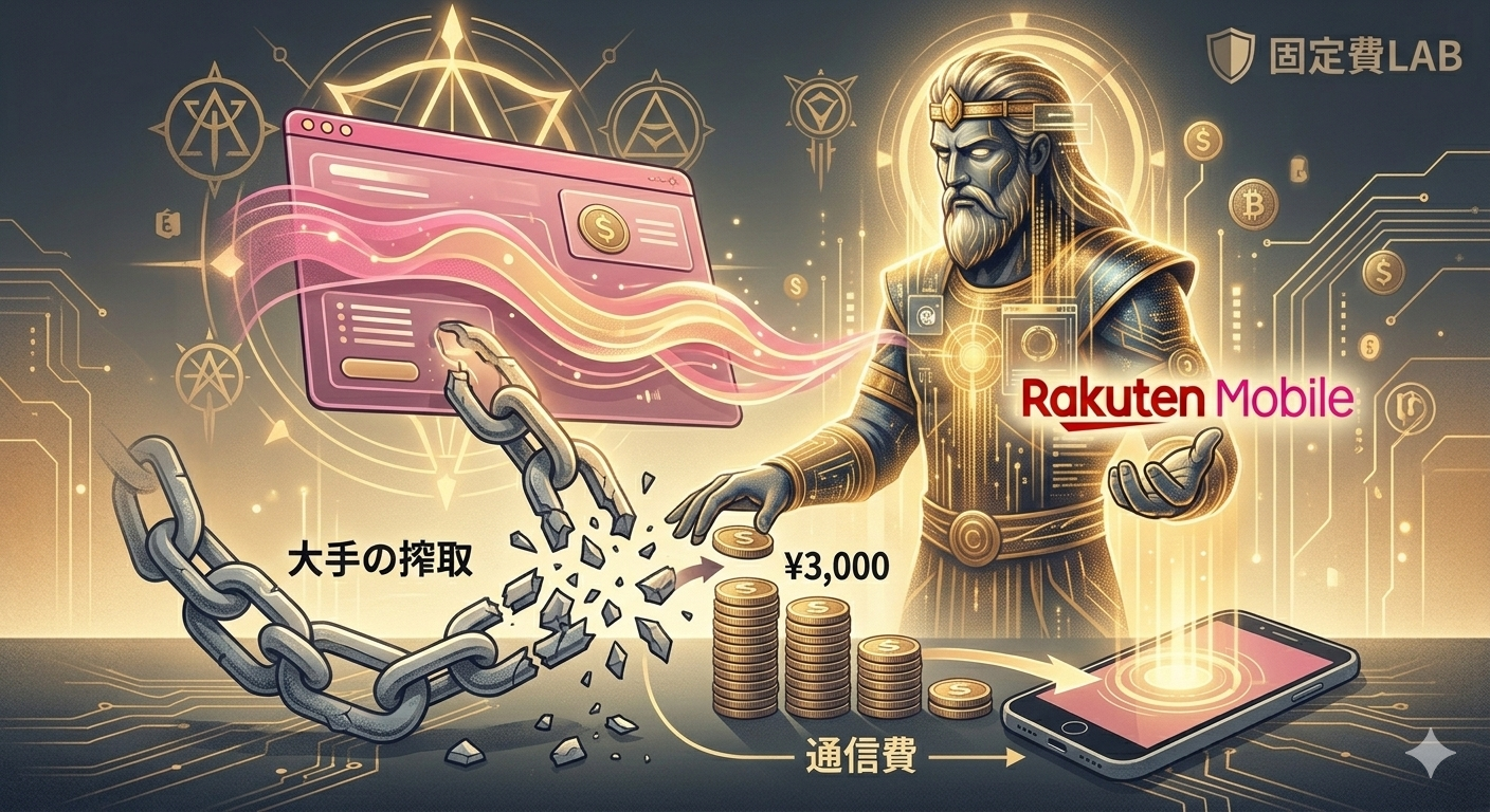 楽天モバイルによる月々の固定費削減と資産運用の相関図